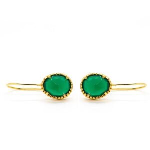 Emerald Green Earrings with Golden Frame